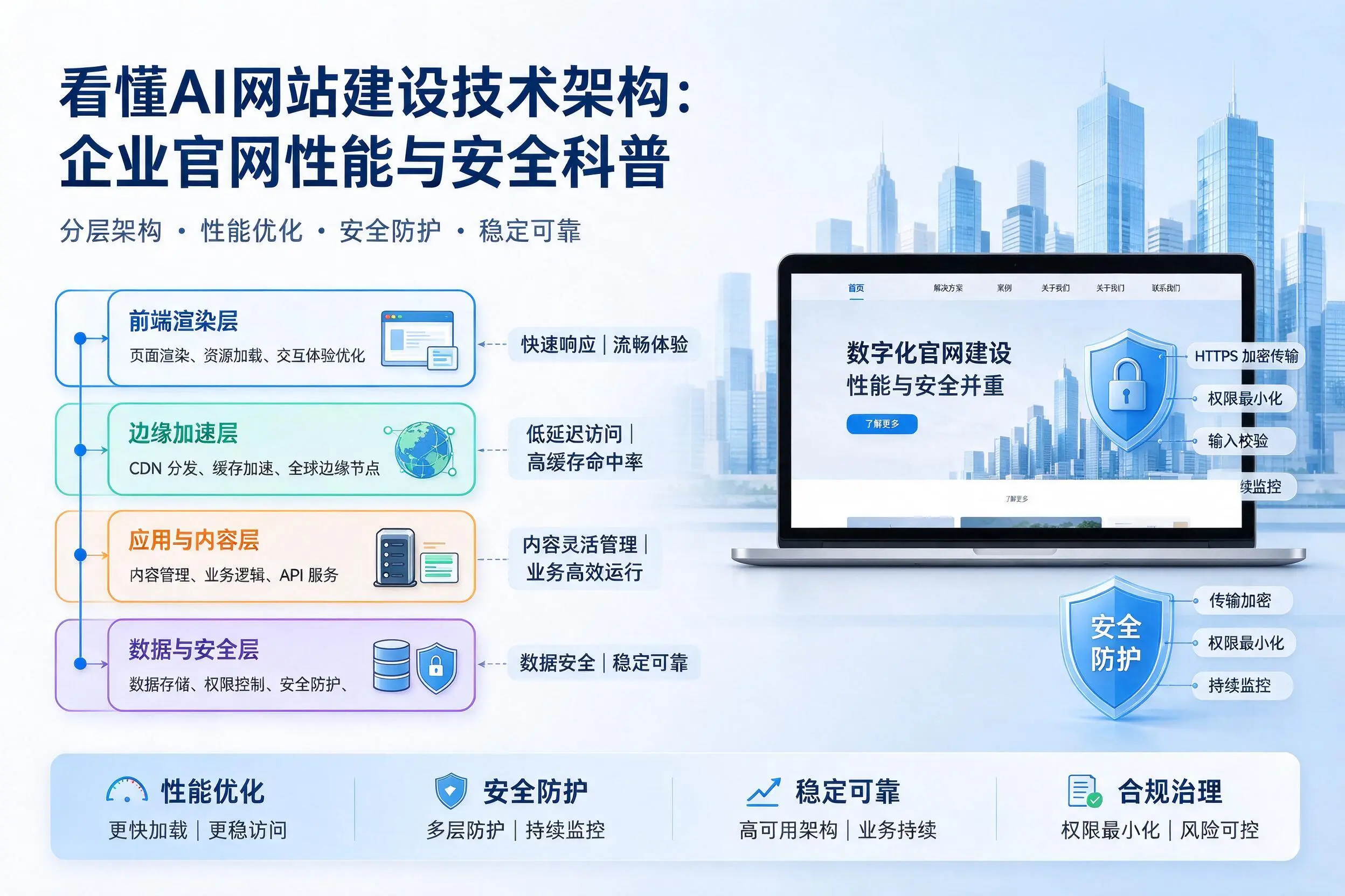 看懂AI网站建设技术架构：株洲企业官网性能与安全科普