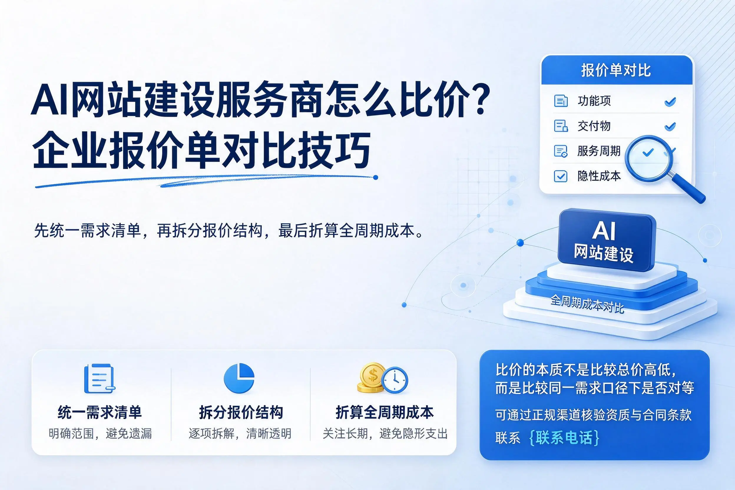 AI网站建设服务商怎么比价？株洲企业报价单对比技巧